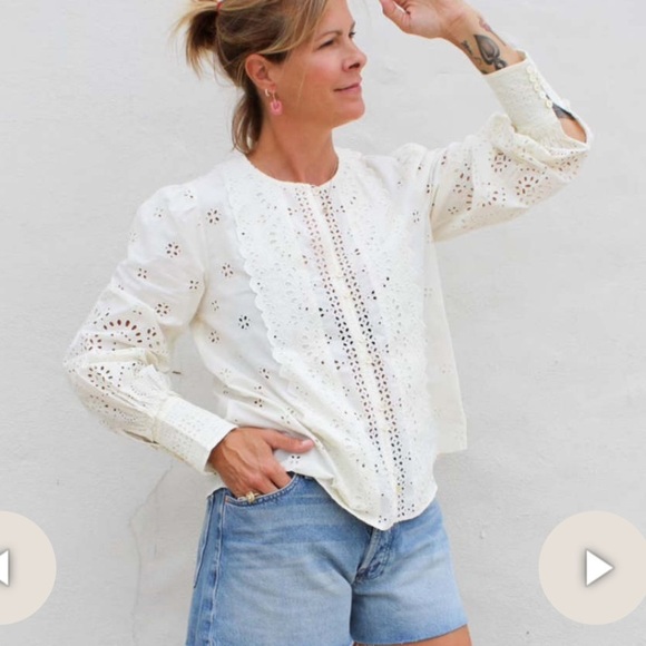 Sea New York Lainey long sleeve embroidered lace eyelet blouse - Picture 2 of 8